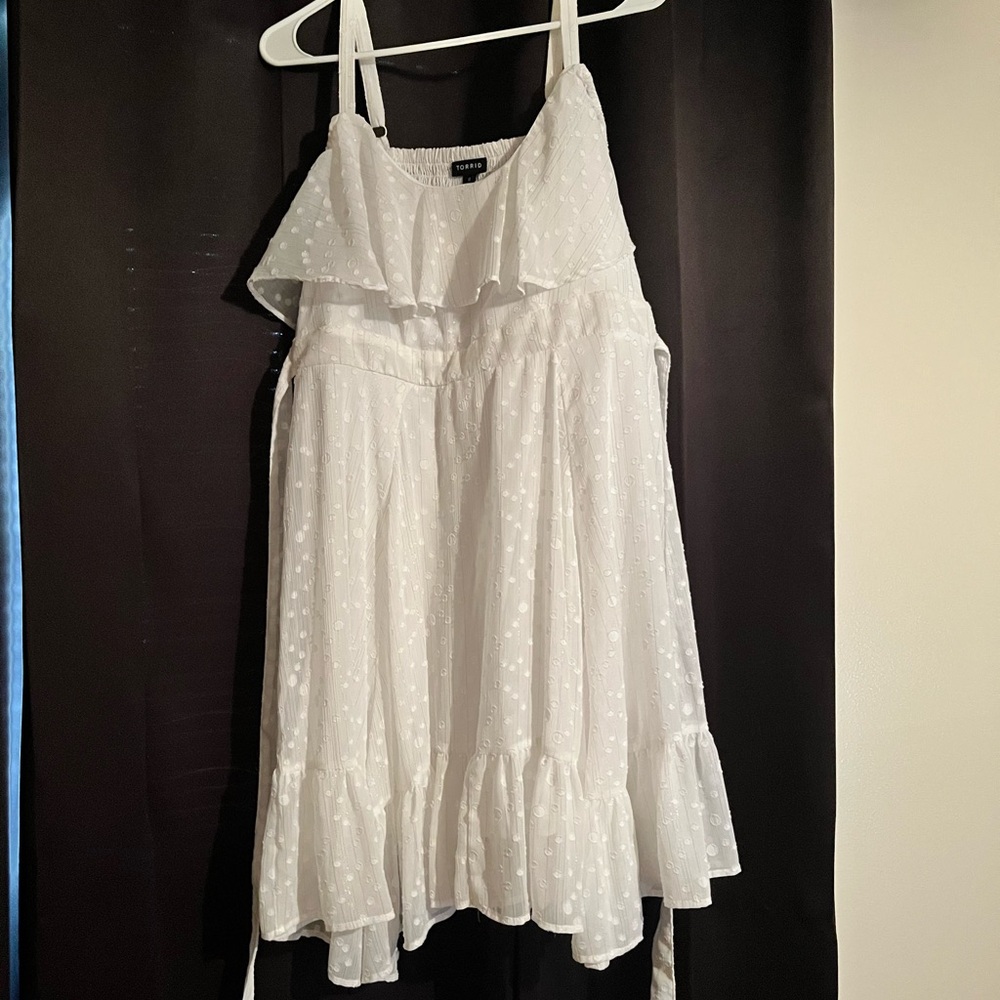torrid White Dot Ruffle Sundress